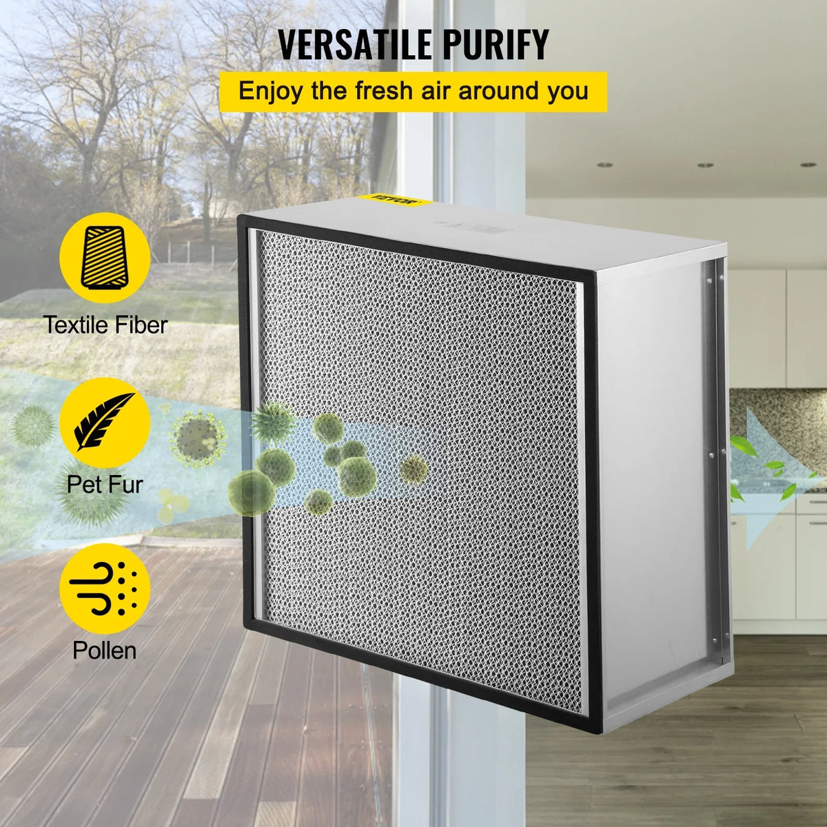 Bentism Filter Replacement, 24''x24''x11.5'' AC Filter, True HEPA Pleated Air Filter, Air Filter Replacement with Durable Galvanized Frame, 99.97% Standard Filter suitable