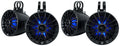 (4) Rockville PT65BR 6.5 inch Powered Bluetooth LED Tower Speakers For ATV/UTV/RZR