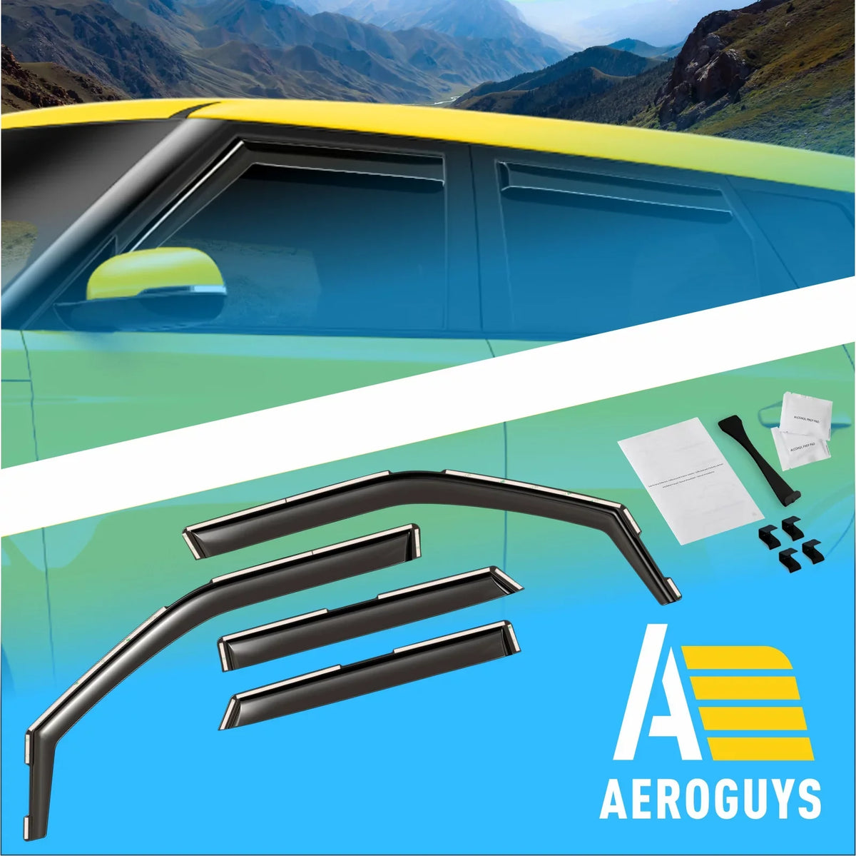 AG0284. AEROGUYS in-Channel Window Deflectors Extra Durable Window Visors Rain Guards Fit for Kia Soul 2020-2024, Sun Visors, Wind Vent Visors, Car Accessories- 4pcs