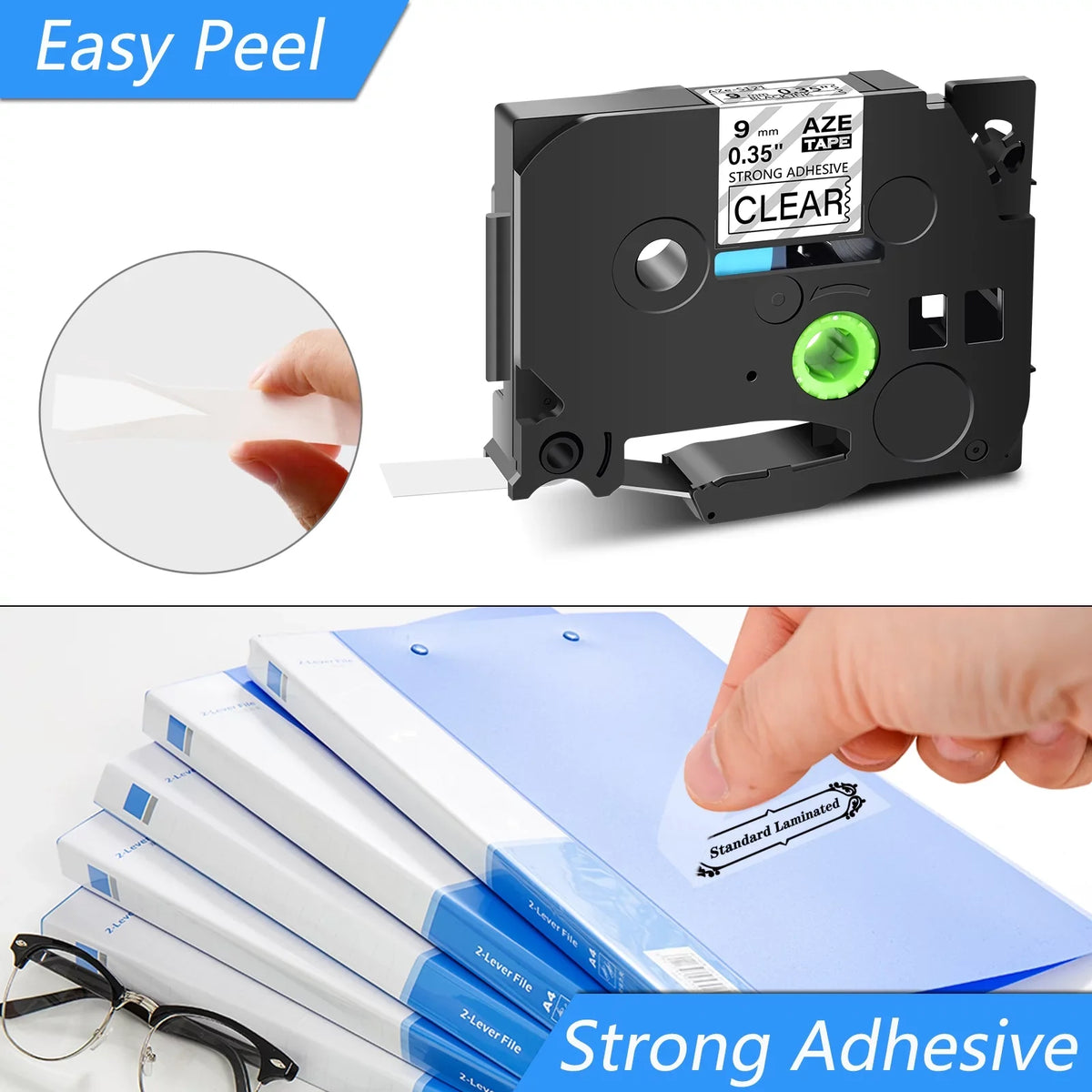 GREENCYCLE 8 Pack suitable for Brother TZe-S121 TZ-S121 TZ-121 TZe-121 Tape 9mm 0.35'' Laminated Black on Clear Extra Strength Label Tapes use in P-Touch PT-D210 D400 D600 Label Maker 26.2ft 8m