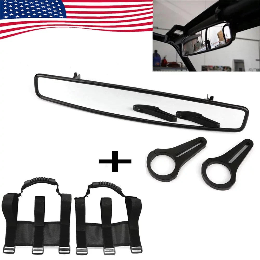 HTTMT- UTV 17" Rear View Race Mirror 1.75" Clamp Grab Handle appropriate with Polaris RZR800 XP900 XP1000