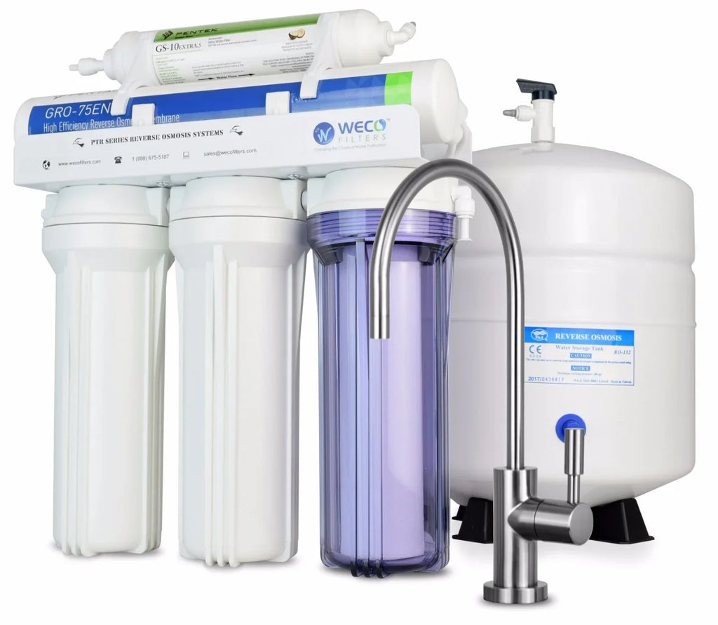 WECO VGRO-75GS-10EXTRA.5 High Efficiency Reverse Osmosis Drinking liquid Filtration System with Bacteriostatic Filter