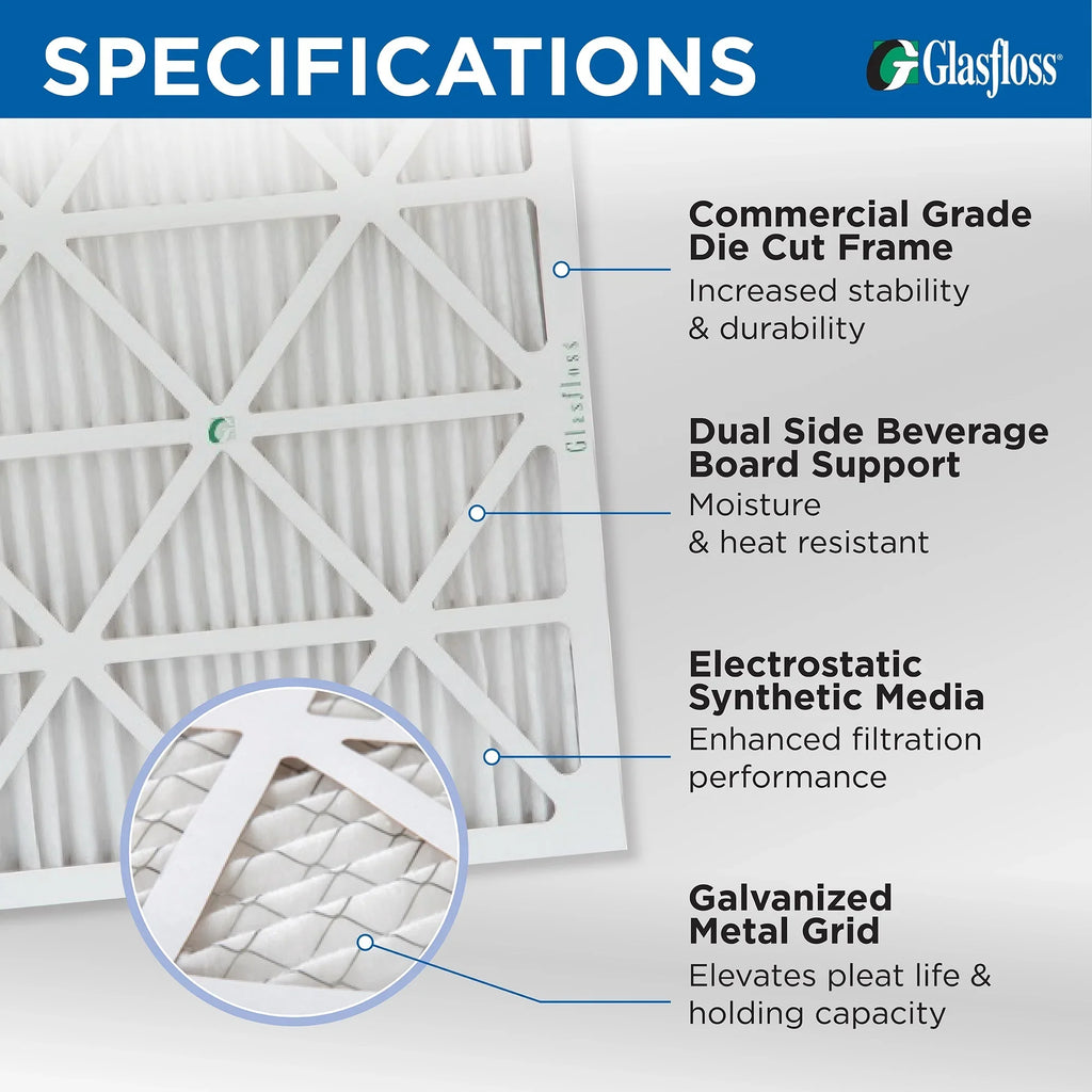 6 PACK (Actual Depth: 3-3/4"). 16x20x4 MERV 13 (MPR 2200) AC Furnace 4" Inch Air Filters by Glasfloss Industries