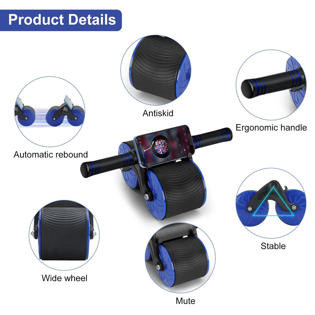 Abdominal Wheel for Abs Workout Training Muscle Strength at Home Gym - Beginner to Advanced Fitness Equipment. Ab Roller Wheel, Automatic Rebound Abdominal Wheel for Core Strength Training