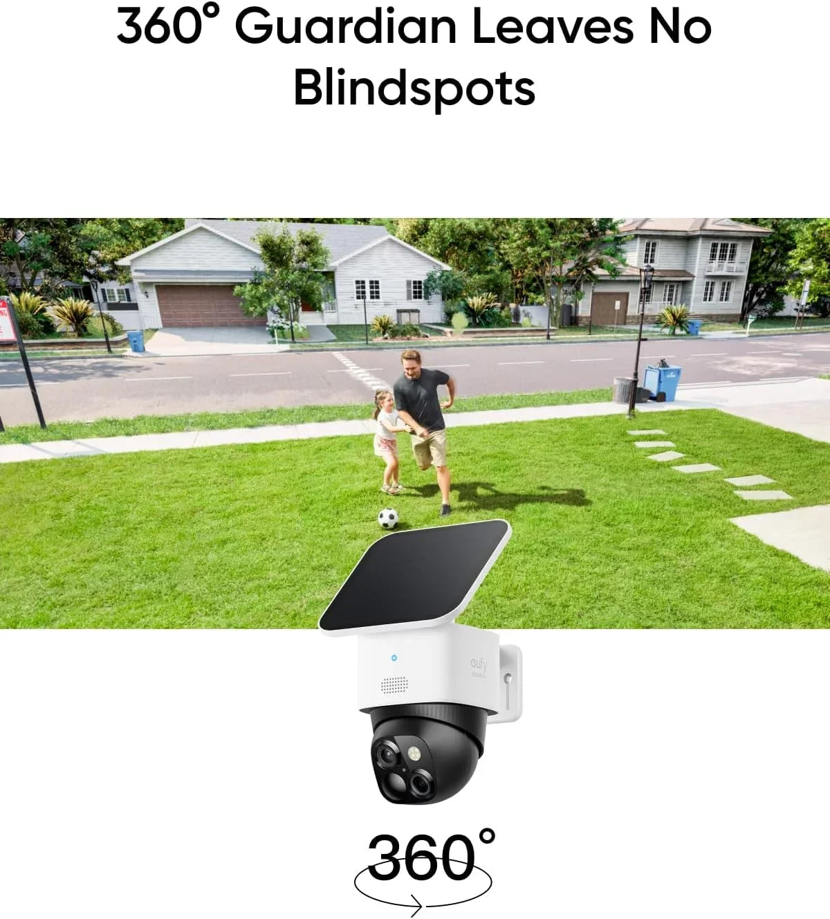 eufy Security SoloCam S340, Solar Security Camera, Wireless Outdoor Camera, 360° Surveillance, No Blind Spots, 2.4 GHz Wi-Fi, No Monthly Fee, HomeBase S380 suitable