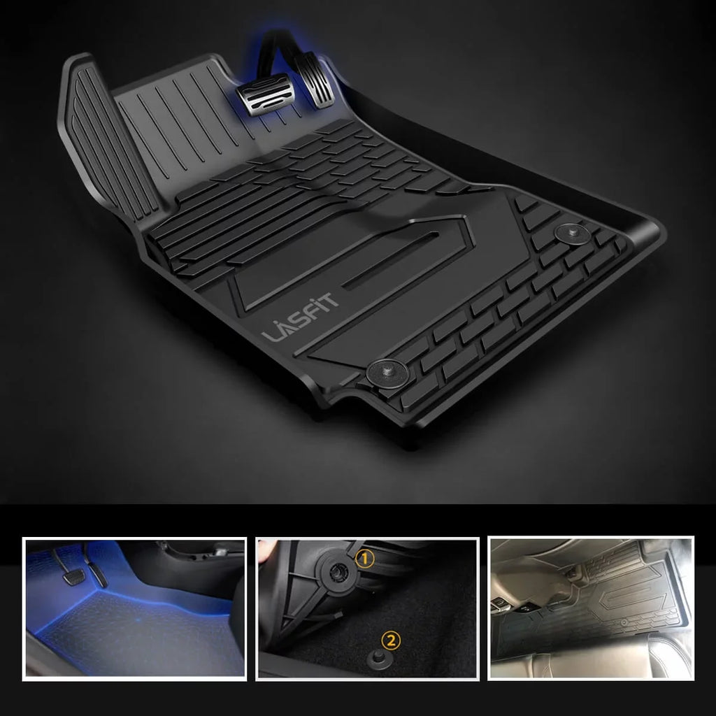 Lasfit Floor Liners for 2013- 2015 Jeep Grand Cherokee （Fit Bench Seating ONLY）,for 2013-2021 Dodge Durango (Fit Bench Seating on 2nd Row only),All atmospheric conditions Fit TPE Floor Mats Set