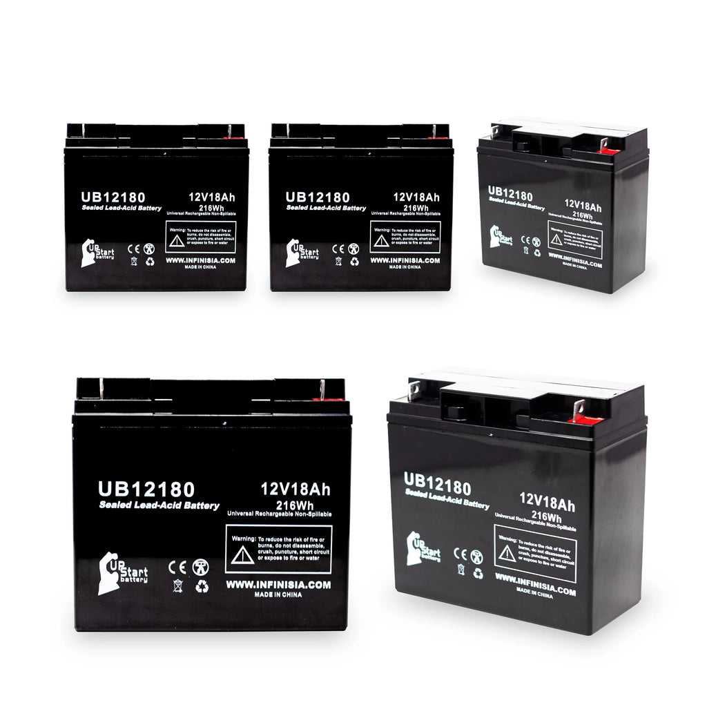 5x Pack - suitable General Power GPS2K12061 Battery - Replacement UB12180 Universal Sealed Lead Acid Battery (12V, 18Ah, 18000mAh, T4 Terminal, AGM, SLA)