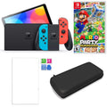 Nintendo Switch OLED in Neon with Mario Party Superstars and Accessories