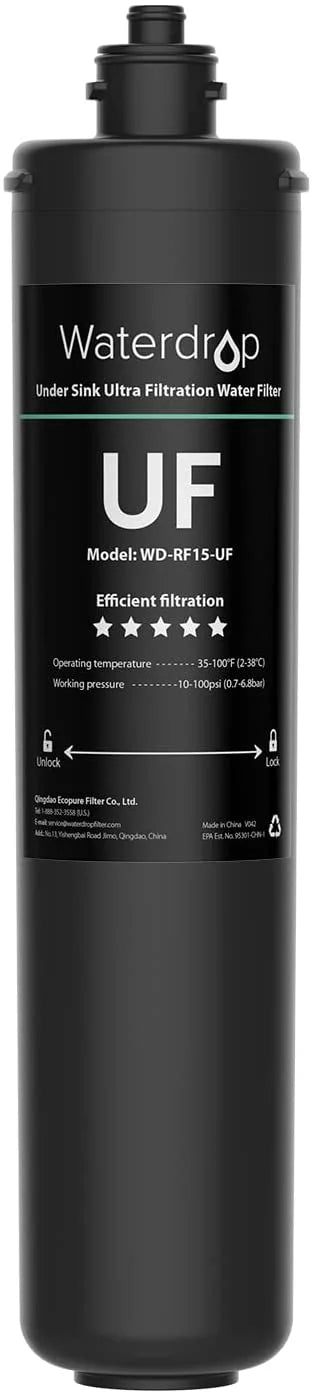 Waterdrop WD-RF15-UF liquid Filter, Replacement 15UA-UF Under Sink aqua Filtration System, 0.01 Micron, 16000 Gallons High Capacity