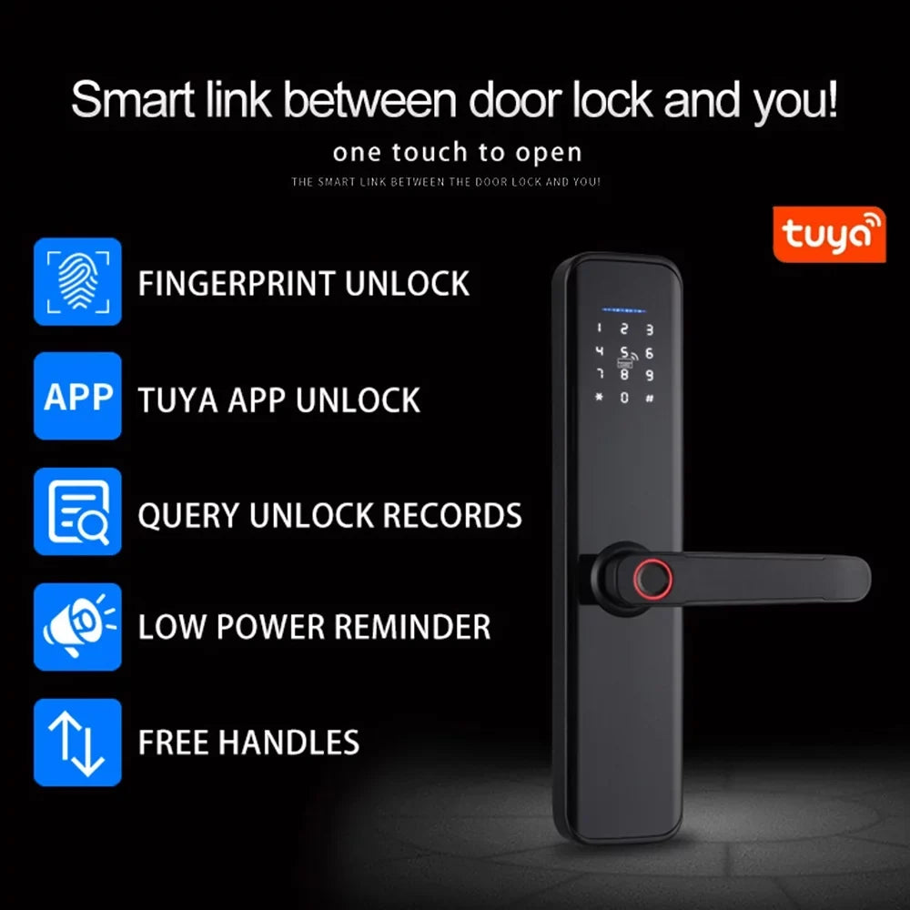 Dcenta WAFU Smart Lock Fingerprint Door Lock with Handle Deadbolt Key Attributes suitable with APP