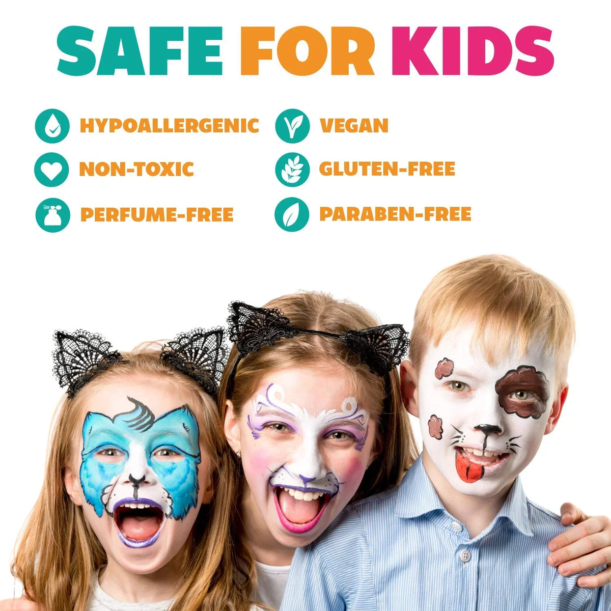 Black And White Face Paint Set, Safe Non Toxic Professional Face & Body Painting Kit For Kids Party, Adults, Cosplay, moisture Activated Paints Special Effects Makeup
