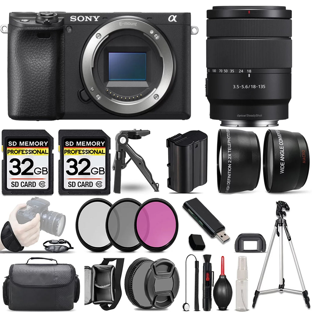 a6400 Mirrorless Camera +18-135mm f/3.5-5.6 OSS Lens +3 PC Filter +64GB