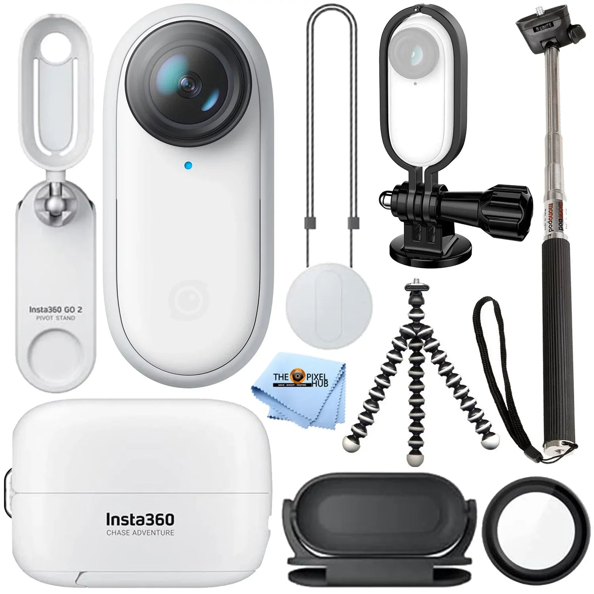 Insta360 GO 2 Miniature Action Camera + Frame Holder + Tripod + Selfie Stick Kit