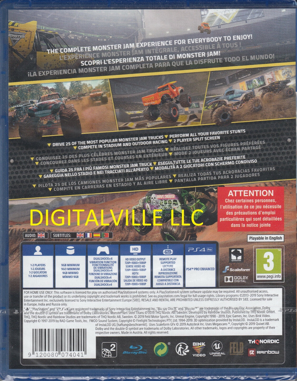 Monster Jam Steel Titans PS4 Brand New Factory Sealed Truck Crush PlayStation 4