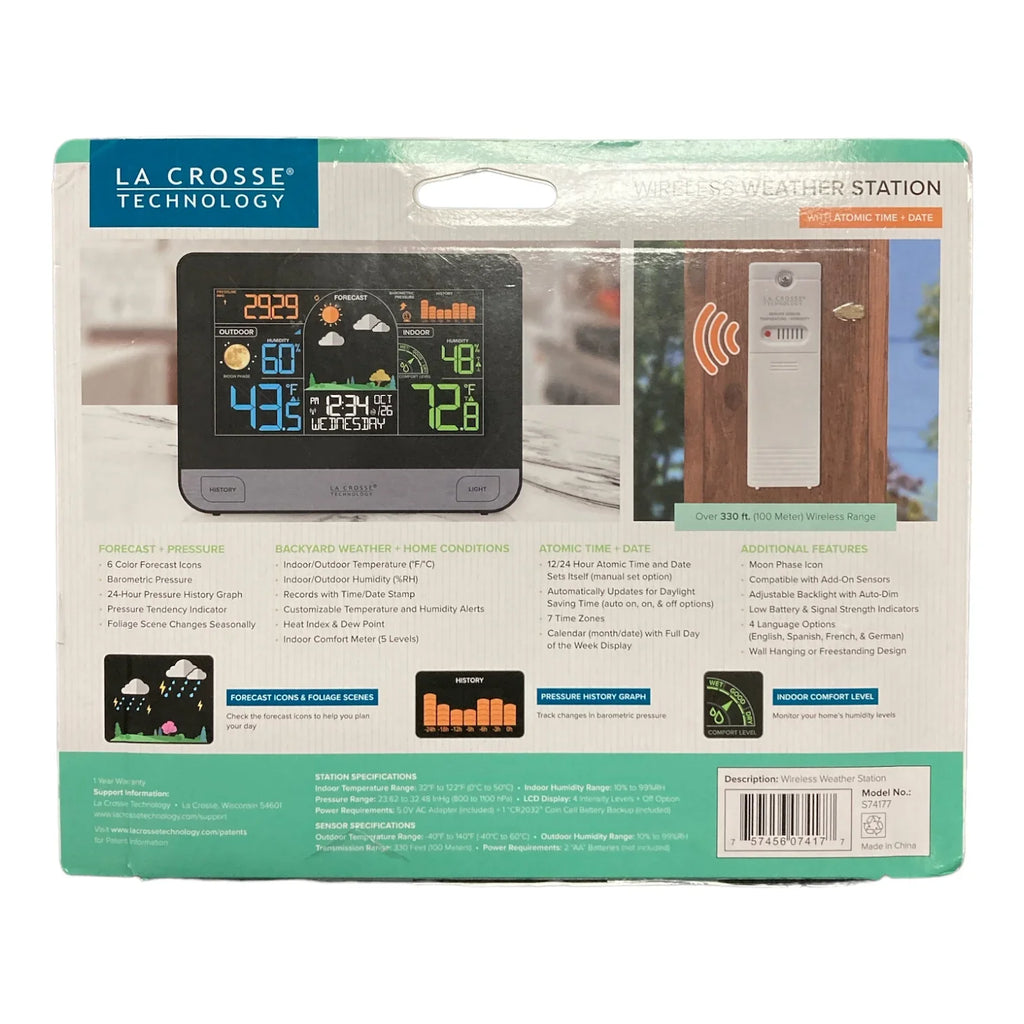 La Crosse Technology Wireless atmospheric conditions Station with Atomic Time and Date