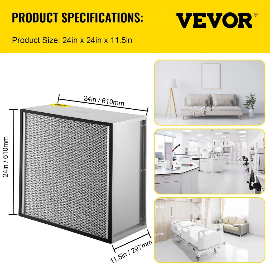 Bentism Filter Replacement, 24''x24''x11.5'' AC Filter, True HEPA Pleated Air Filter, Air Filter Replacement with Durable Galvanized Frame, 99.97% Standard Filter suitable