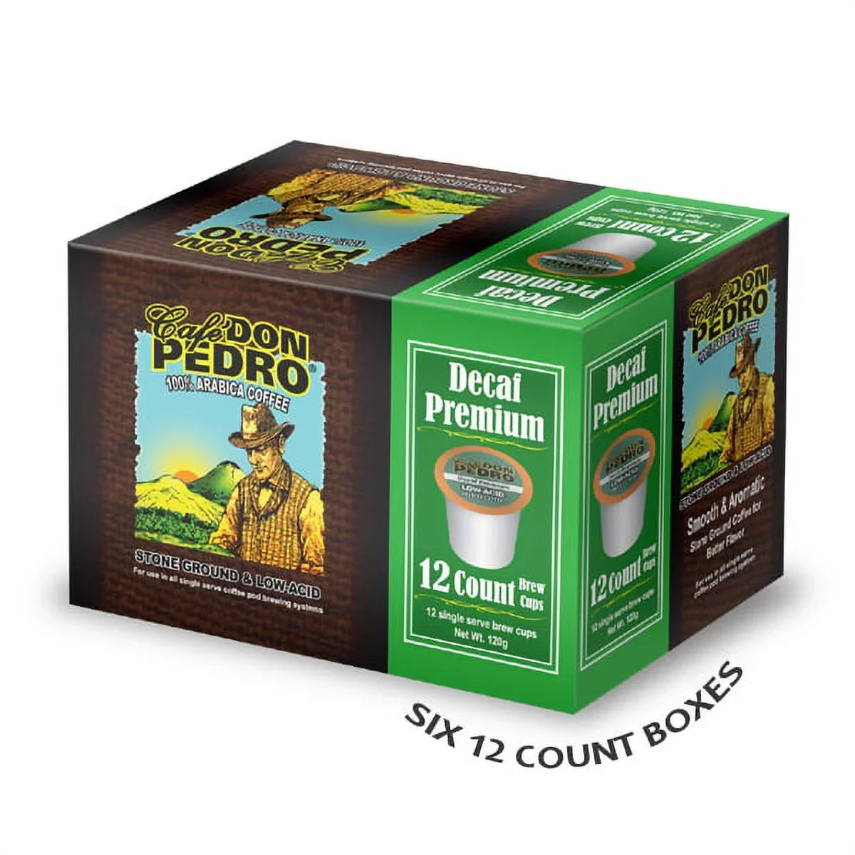 Cafe Don Pedro Decaf Premium Low Acid Coffee Pods - Enjoy Tasty Coffee Without Jitters - appropriate with Keurig K-cup Coffee Maker, 100% Arabica, Battles Heartburn, Acidic Reflux, 72 count