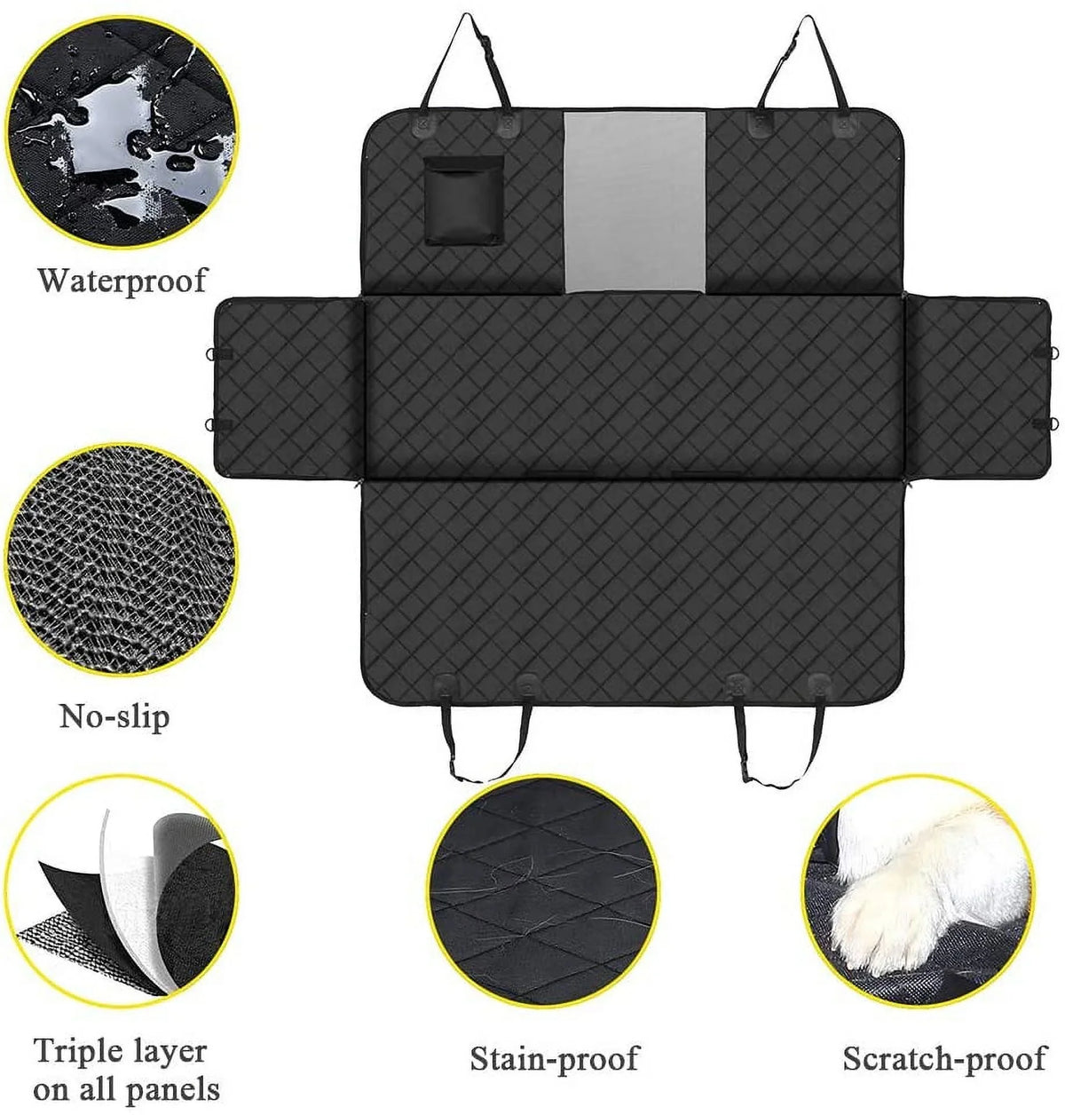 Dog Car Seat Covers with Mesh Window, Waterproof Dog wrap Back Seat, Scratchproof Dog Car Hammock Dogs Protection wrap for Cars SUVs & Trucks