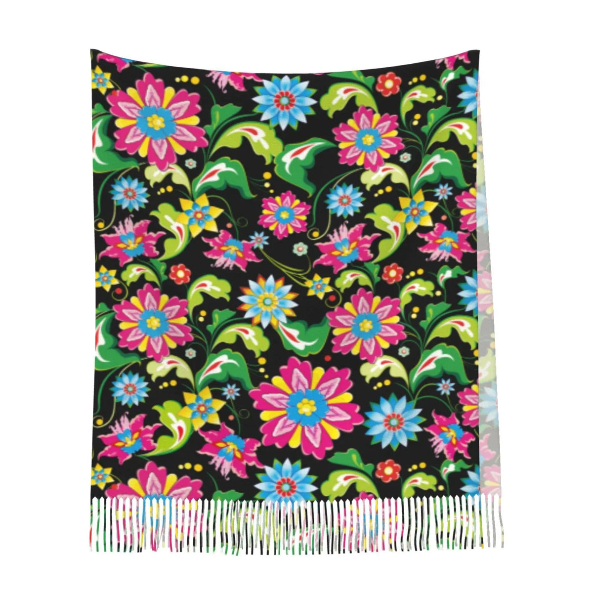 Bingfone Soft Cashmere Feel Scarf For Women Elegant Art Print Winter Warm Scarves Large Shawl Wrap Gifts- Vector Mexican Otomi Style Bright