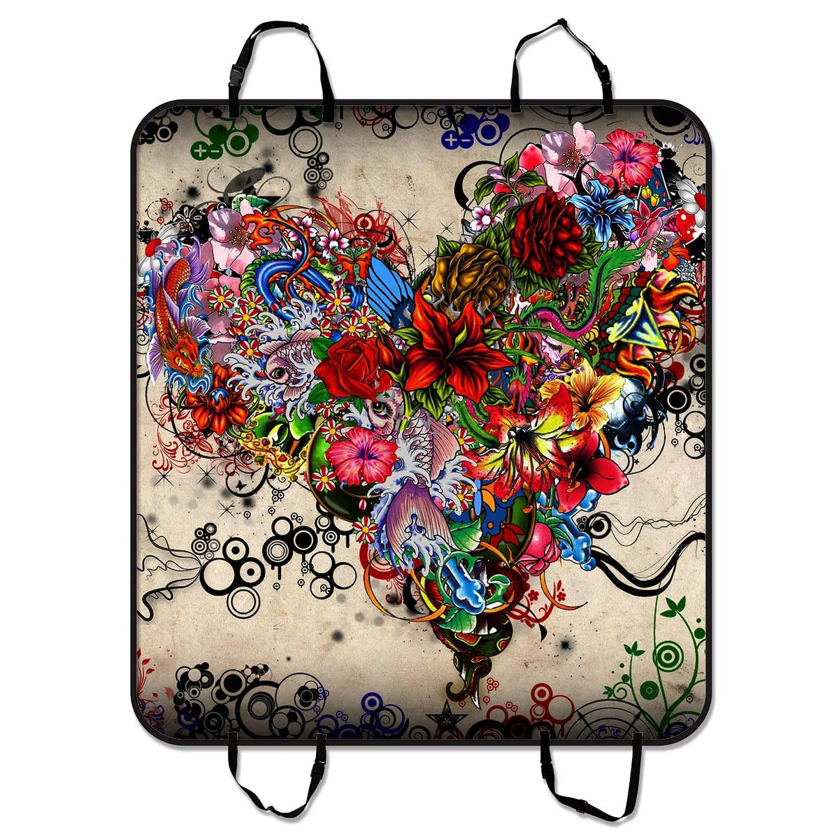 GCKG Wallpaper Stars Flowers Heart Emotions Colorful Pet Car Seat wrap Dog Car Seat Mat Hammock Cargo Mat Trunk Mat For Cars Trucks and SUV 54x60 inches