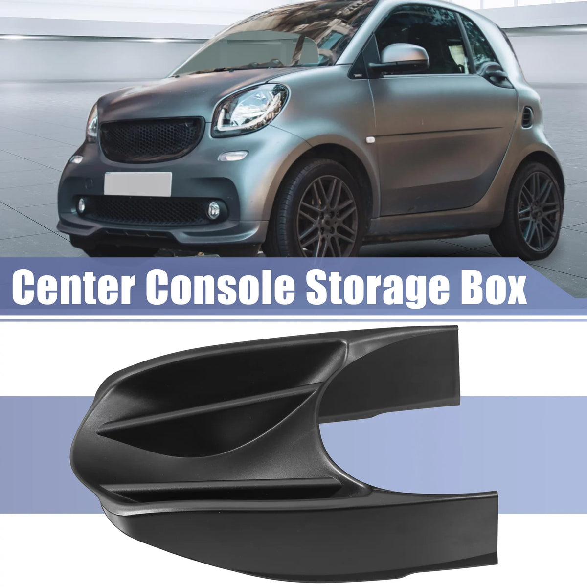 Car Center Console Storage Box Armrests Accessories Fit for Benz Smart Fortwo W453 2014-2018 Black