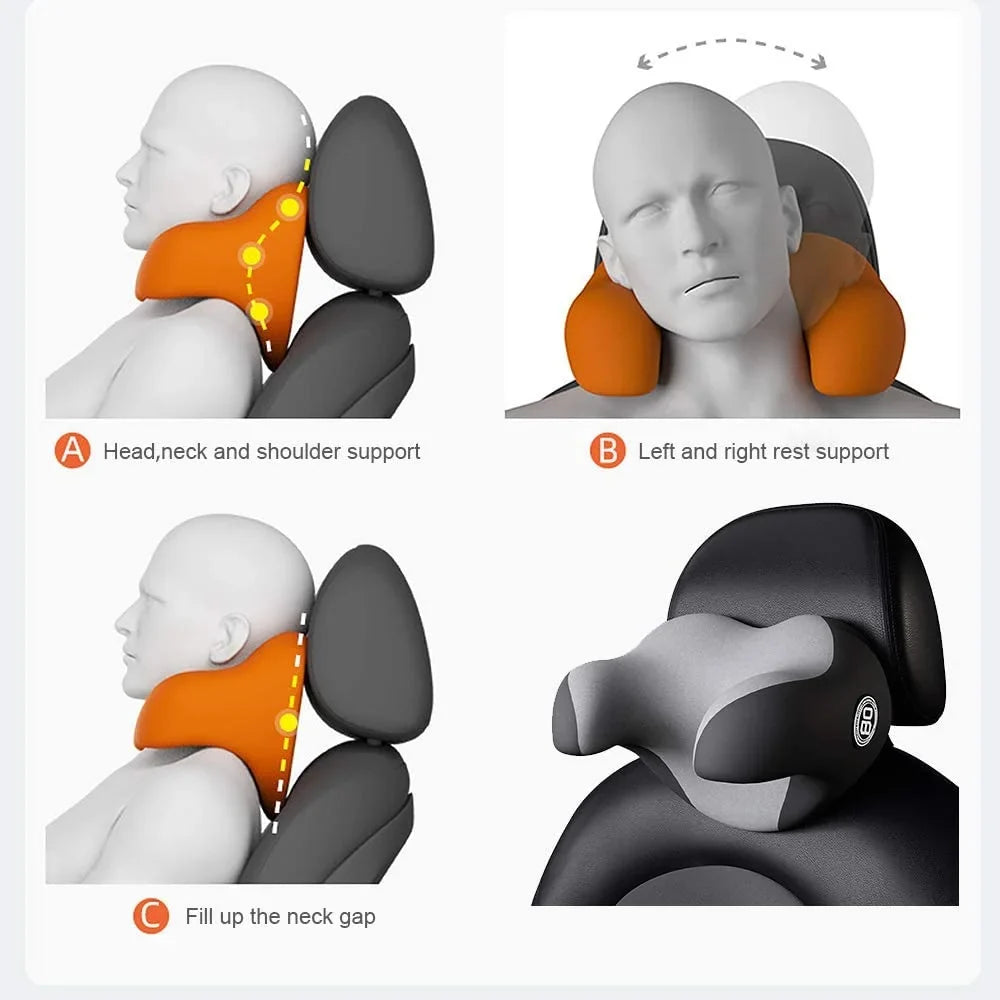 Headrest Pillow for Car Seat, Memory Foam Neck Support Pillow for Neck Pain Relief - U-Shaped Ergonomic Design Soft Travel Pillow for Sleeping and Resting in Car and Office