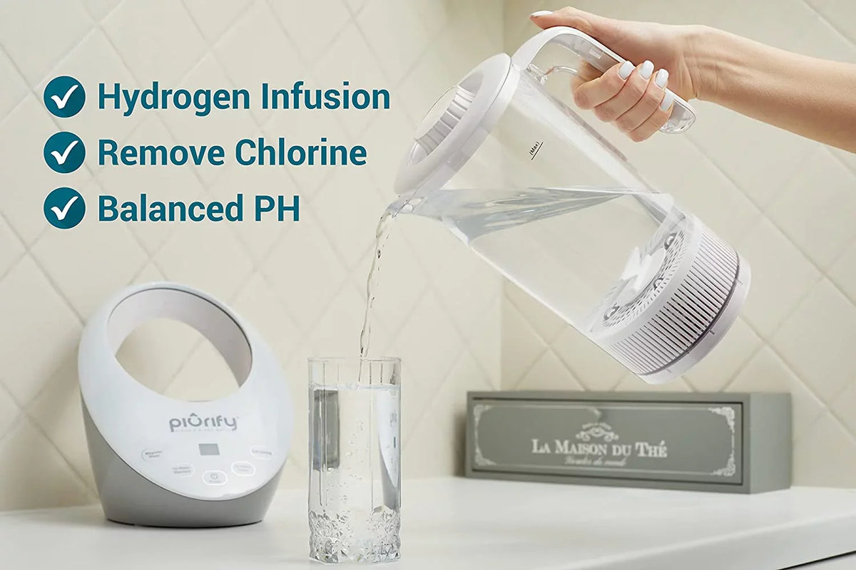 Balanced Purified aqua PH Levels and Filtered with Calcium Sulf. Hydrogen Alkaline liquid Pitcher - Rich Hydrogen aqua Generator Electrolysis Jug with SPE and PEM Concentrator Technology