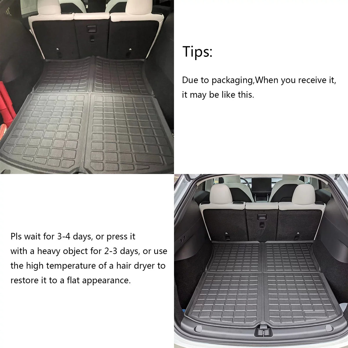 KIKIMO Tesla Model Y Storage Mat and Cargo Liners, Tesla Model Y Accessories, All elements Trunk Mat, Waterproof Rear Cargo Mat Custom Fit for Tesla, Heavy Duty Floor Mats