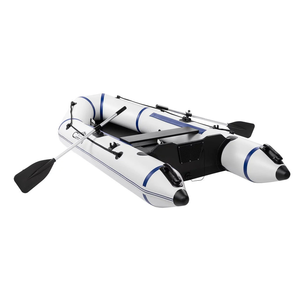 Zimtown 7.5 ft Adult Inflatable Fishing vessel, with Oars and Pump, Gray/White
