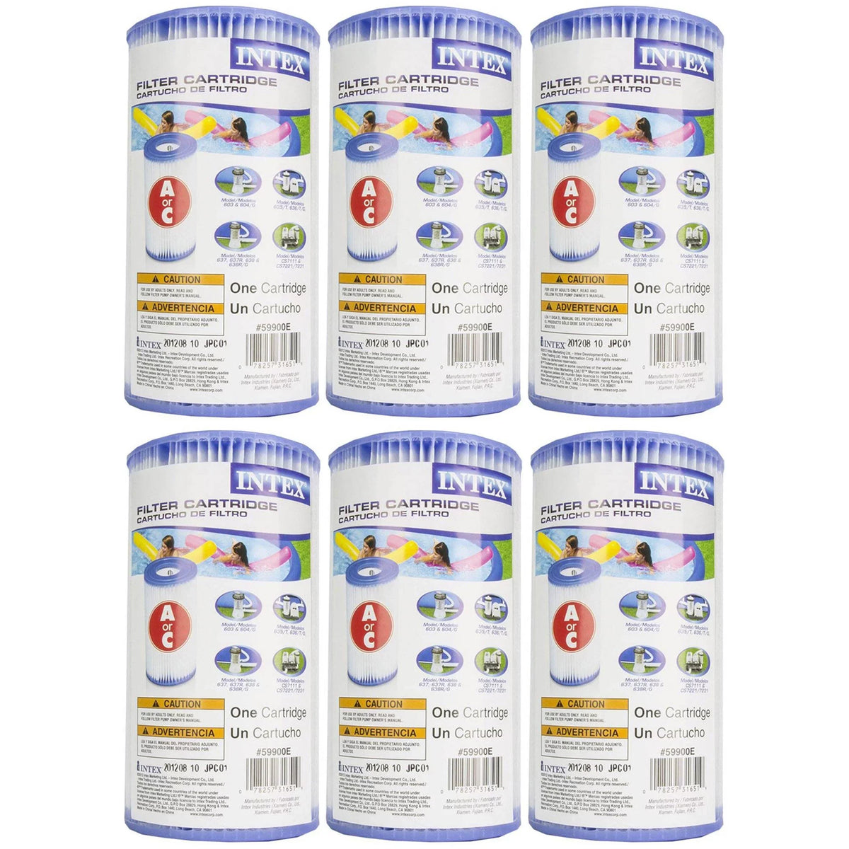 Intex 18' x 48" Inflatable Outdoor Pool Set with Filter Cartridges (6 Pack)