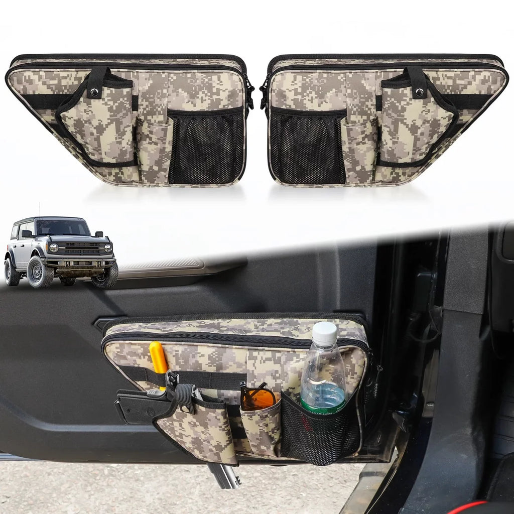 AUFER Front Door Storage Bags For  Bronco 2/4 Door Door Side Organizer Box
