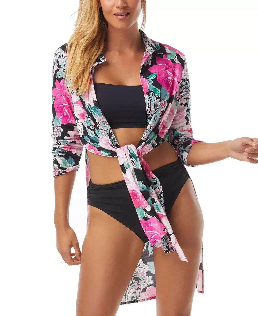 Carmen Marc Valvo Floral-Print Tie-Front wrap-Up