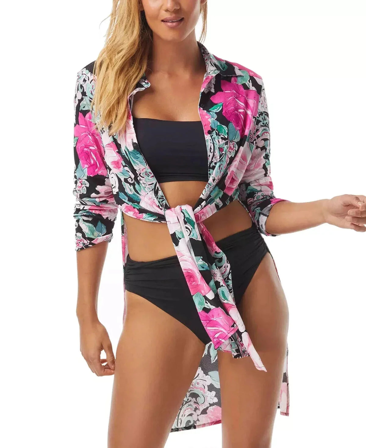 Carmen Marc Valvo Floral-Print Tie-Front wrap-Up