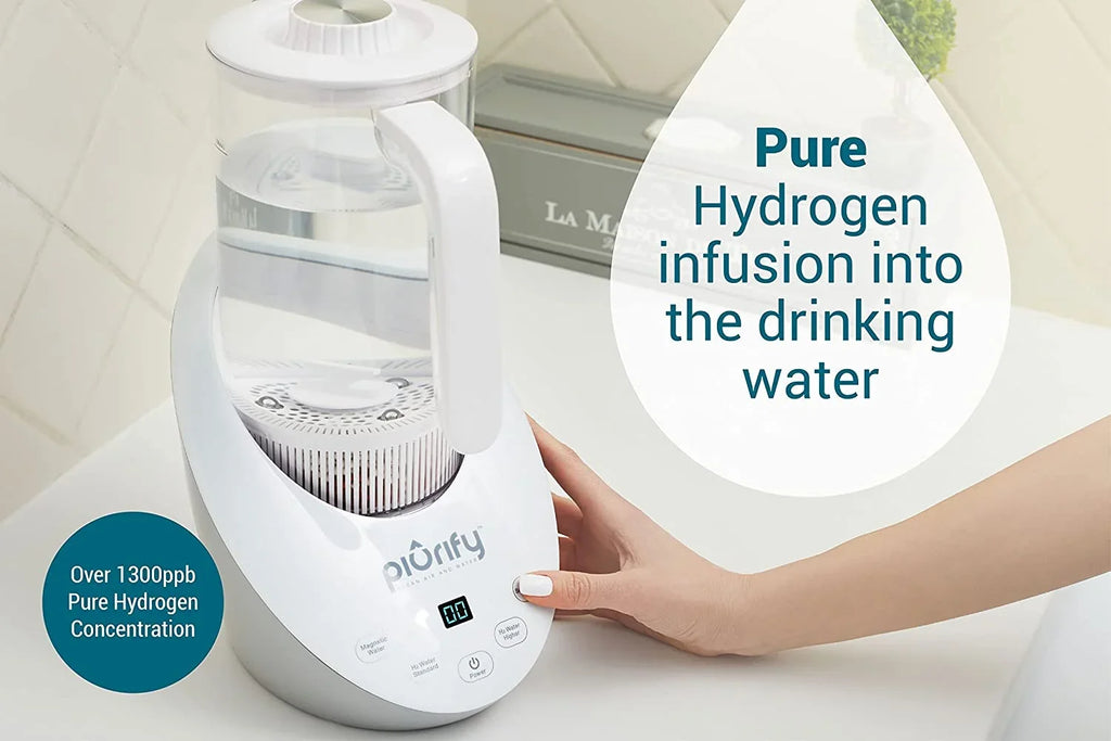 Balanced Purified aqua PH Levels and Filtered with Calcium Sulf. Hydrogen Alkaline liquid Pitcher - Rich Hydrogen aqua Generator Electrolysis Jug with SPE and PEM Concentrator Technology