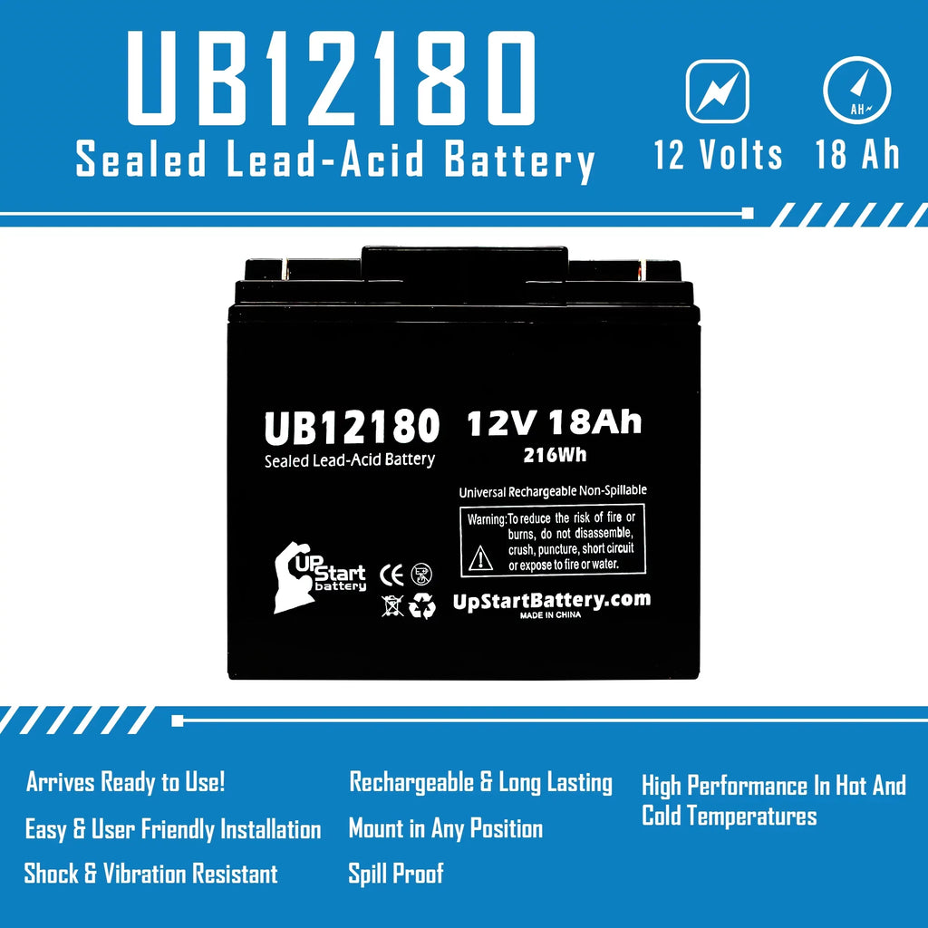 5x Pack - suitable General Power GPS2K12061 Battery - Replacement UB12180 Universal Sealed Lead Acid Battery (12V, 18Ah, 18000mAh, T4 Terminal, AGM, SLA)