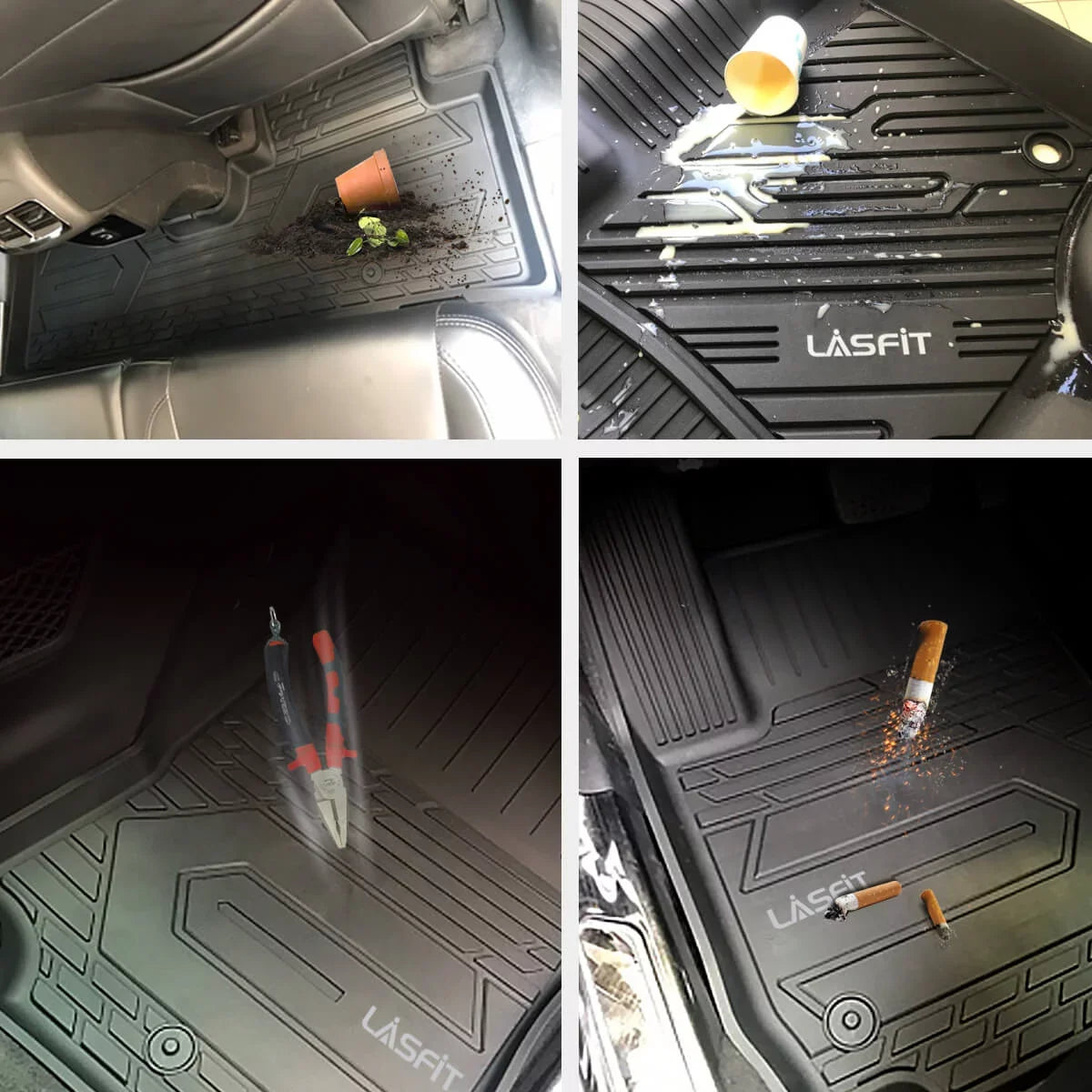 Lasfit Floor Liners for 2013- 2015 Jeep Grand Cherokee （Fit Bench Seating ONLY）,for 2013-2021 Dodge Durango (Fit Bench Seating on 2nd Row only),All atmospheric conditions Fit TPE Floor Mats Set