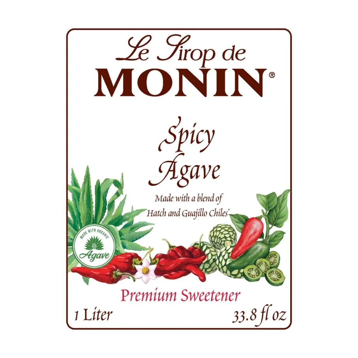 Monin Spicy Agave Sweetener - Bottle (1 Liter)