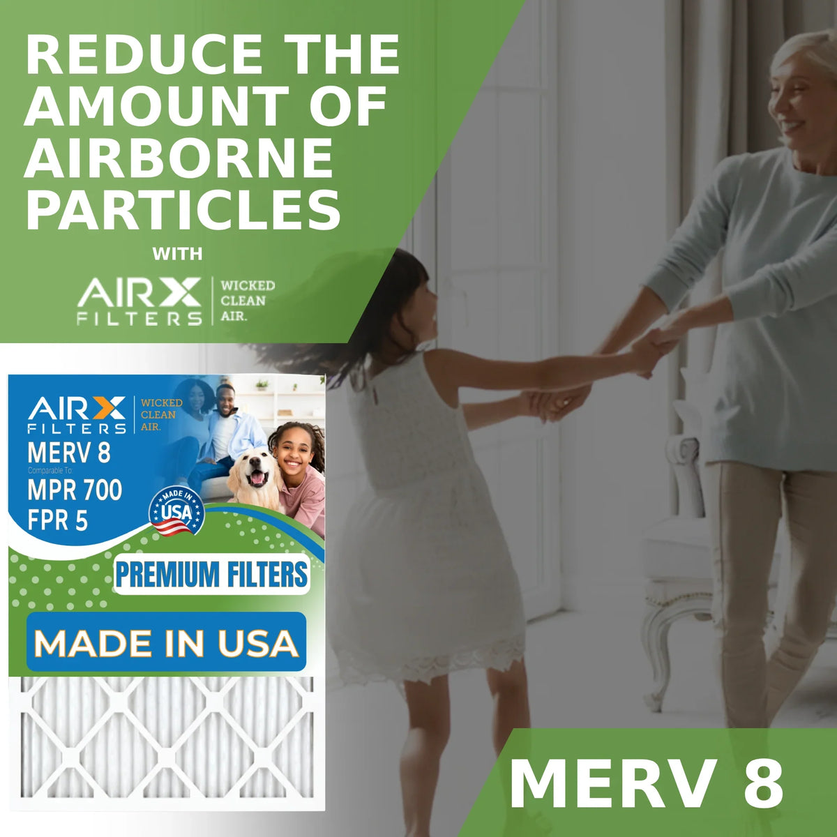 16x25x5 Air Filter MERV 8 Comparable to MPR 700 & FPR 5 appropriate with ReservePro 4511 Premium USA Made 16x25x5 Furnace Filter 2 Pack by AIRX FILTERS WICKED CLEAN AIR.
