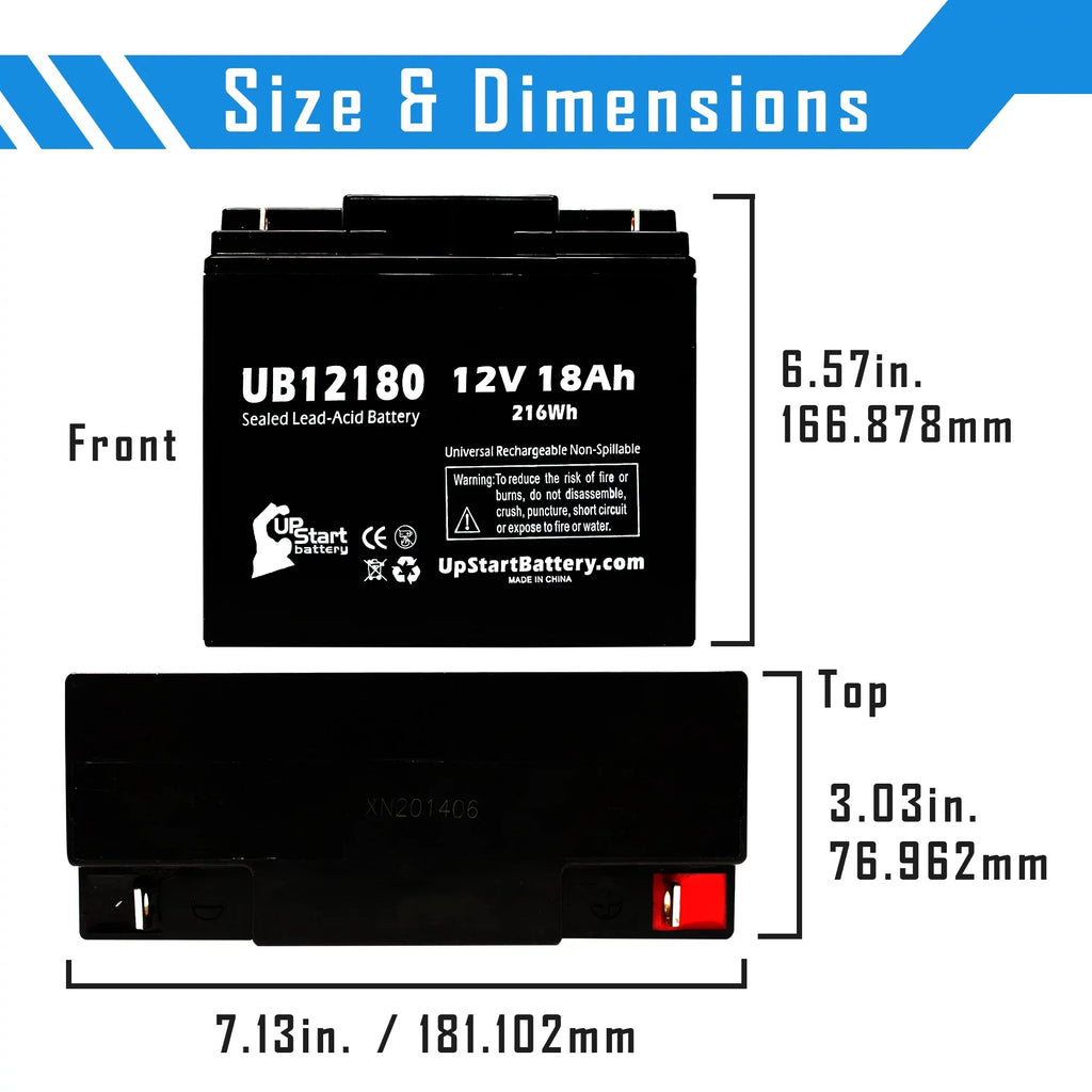 5x Pack - suitable General Power GPS2K12061 Battery - Replacement UB12180 Universal Sealed Lead Acid Battery (12V, 18Ah, 18000mAh, T4 Terminal, AGM, SLA)