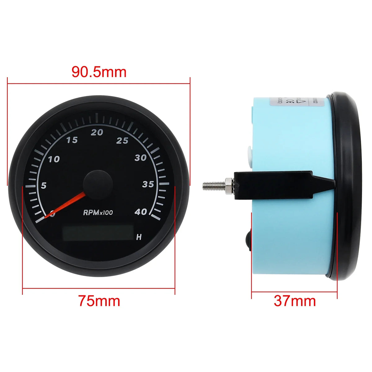Geloo Marine Tachometer Hour Meter Waterproof Tachometer Gauge 0-4000RPM 85mm for Car craft Truck RV