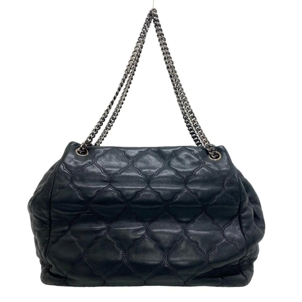 Pre-Owned CHANEL Bubble Quilt Chain Shoulder Coco Mark Handbag Black Women's Z0005974 (Fair)