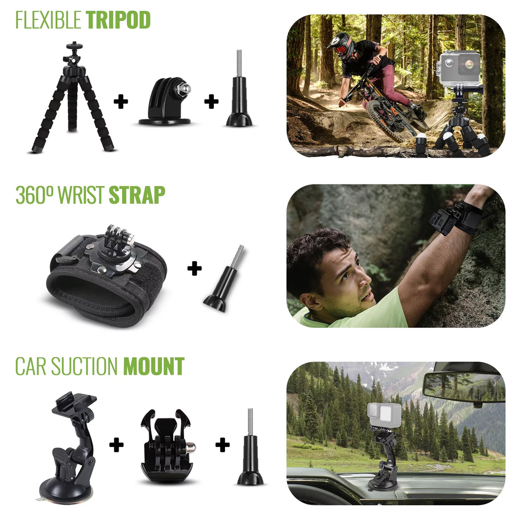 DiGiNerds - 50-in-1 Action Camera Accessory Kit, matching for GoPro, Fusion, Insta360, DJI, AKASO