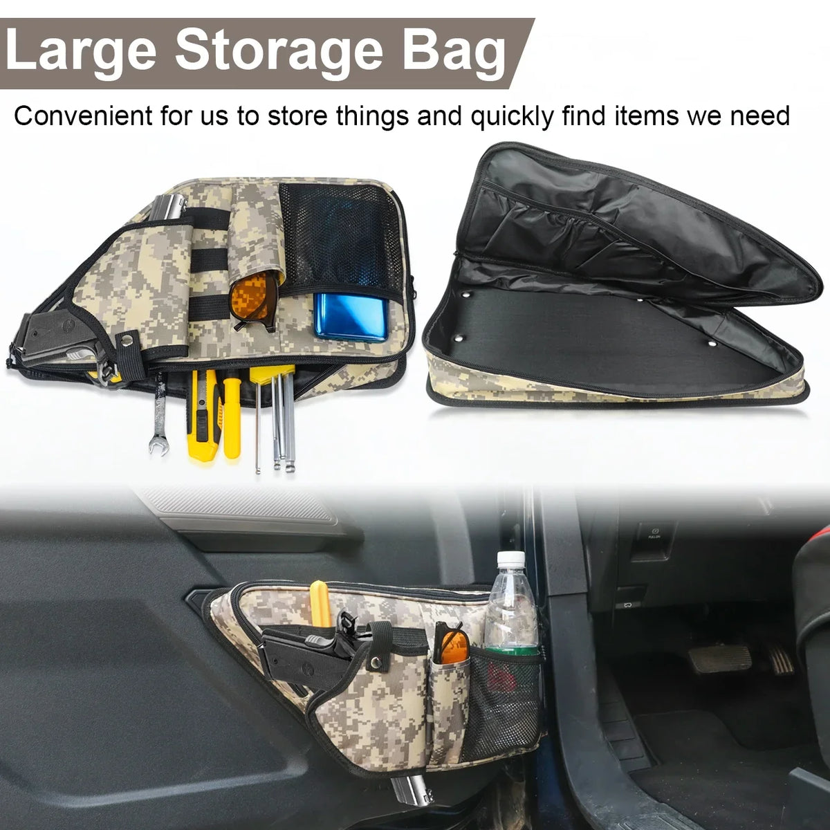 AUFER Front Door Storage Bags For  Bronco 2/4 Door Door Side Organizer Box