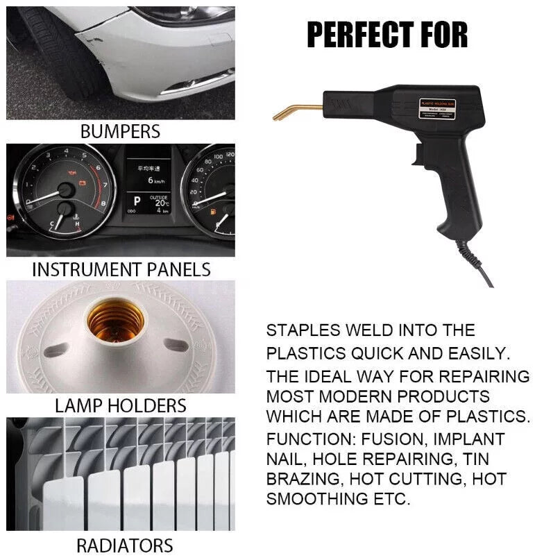 Car Bumper Repair Plastic Welder Kit Hot Stapler Welding Gun Machine 600 Staples