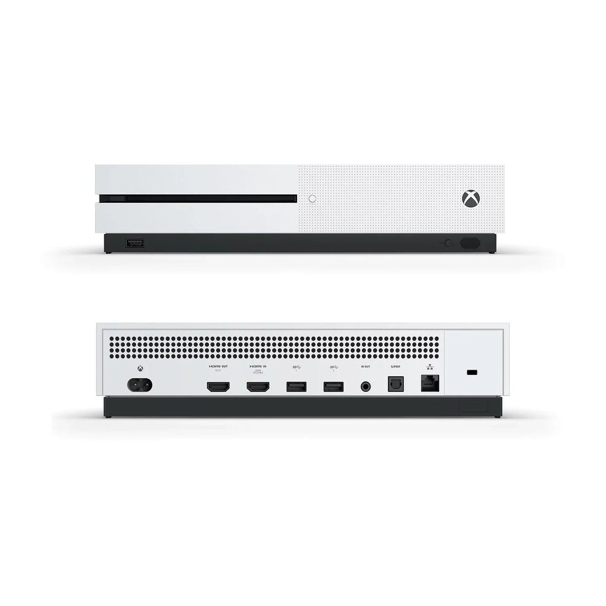 Pre-Owned  Xbox One S 500GB White Gaming Console + Gaming Earbuds With Microphone BOLT AXTION Bundle