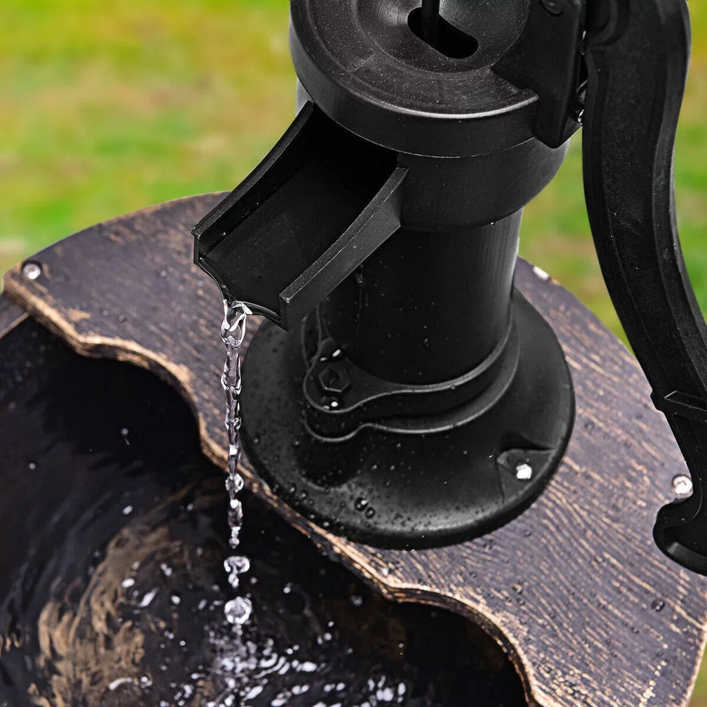 2-Tier Barrel Waterfall Fountain with Pump | Outdoor Garden Barrel aqua Fountain
