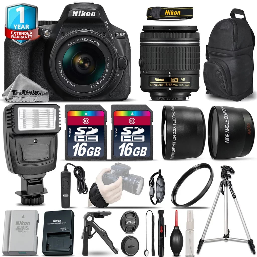 D5600 DSLR Camera + 18-55mm VR - 3 Lens Kit + Extra Battery + 1yr Warranty