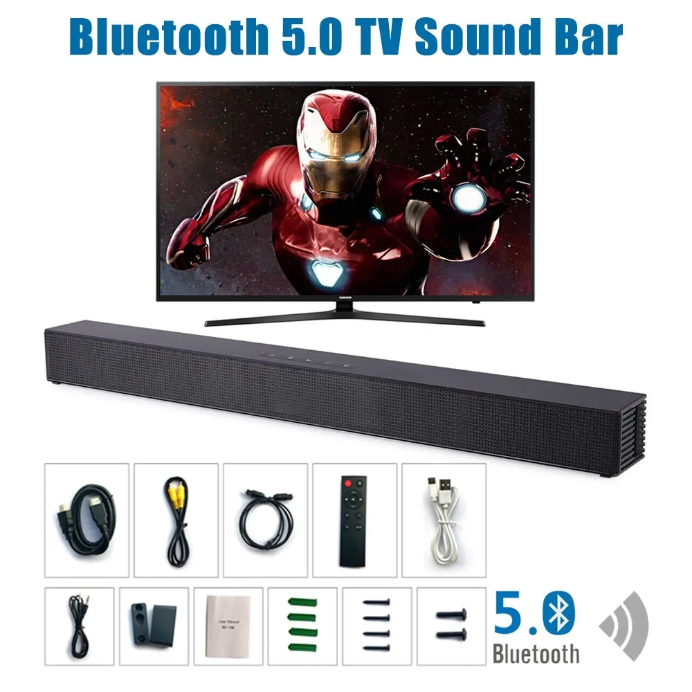 CJC Sound Bars for TV PC Gaming Monitor Sound Bar with Bluetooth 5.0/HDMI ARC/AUX/USB Bass Adjustable Wall Mountable