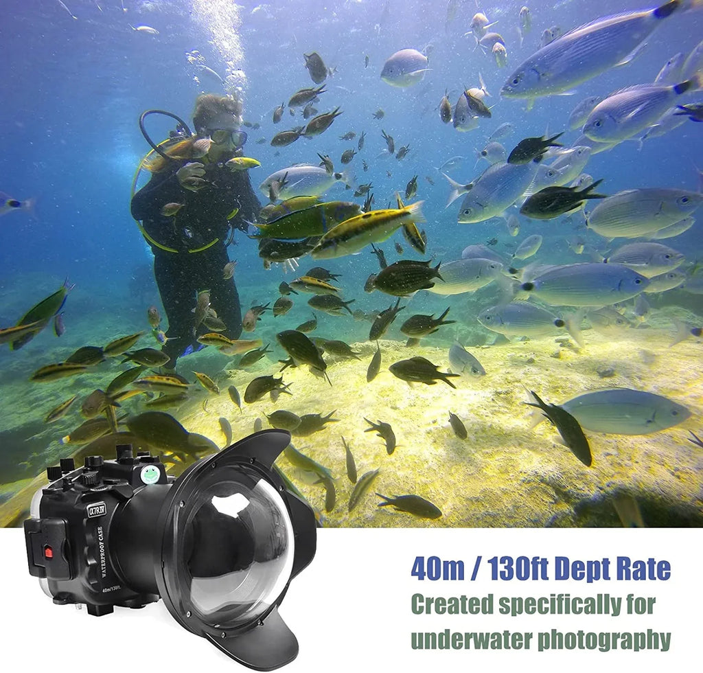 Seafrogs [40M/130FT] Underwater Housing Waterproof Case w/ 6 Inch Dome Port Kit for  A7R IV A7R4 ILCE-7R IV suitable with  FE 16-35mm F/4 28-70mm F3.5-5.6, 12-24mm F4 G Lens-Black