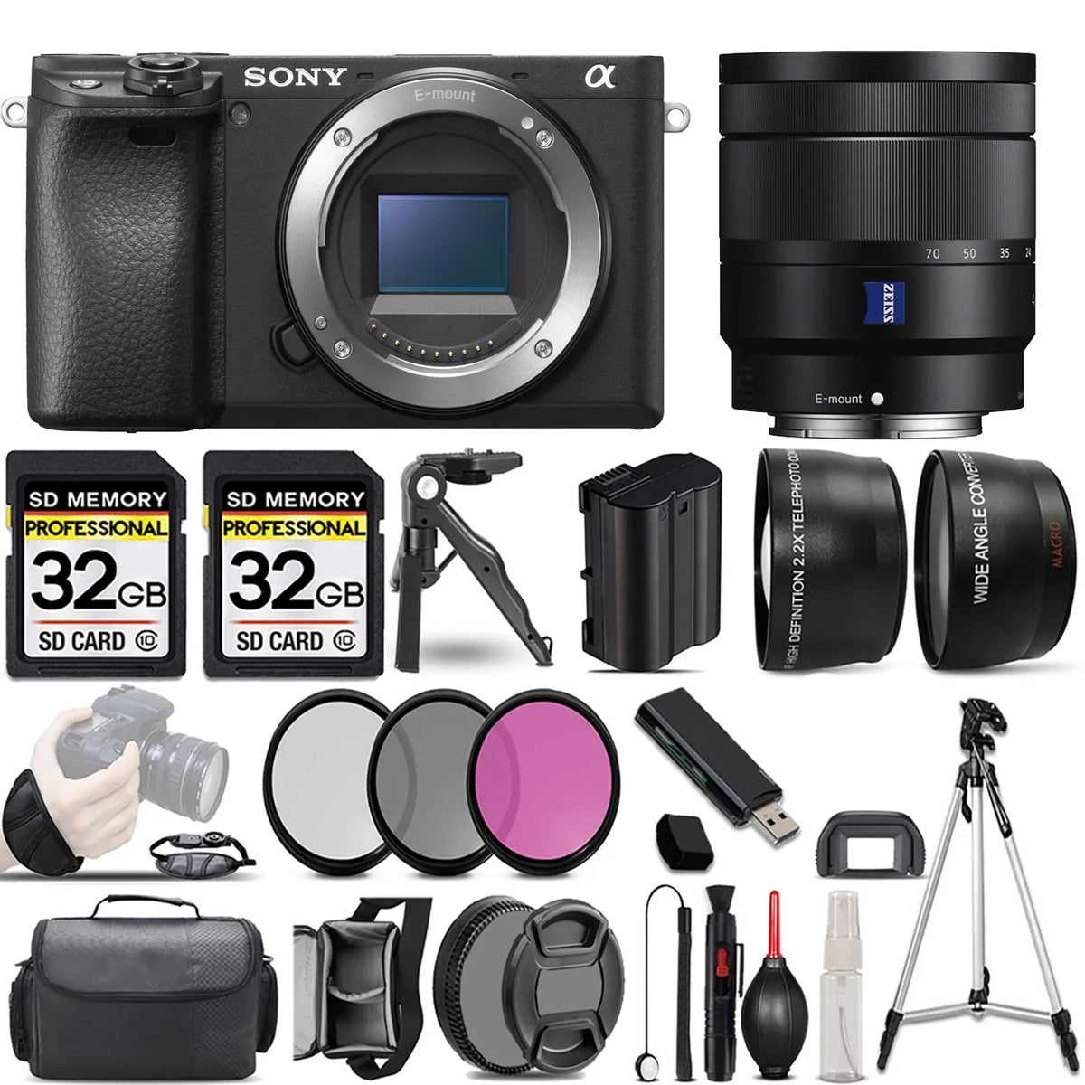a6400 Mirrorless Camera +16-70mm f/4 ZA OSS Lens +3 PC Filter +64GB
